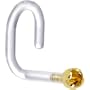 18 Gauge 1/4" Yellow Gold 1.5mm Genuine Citrine Bioplast Nose Ring