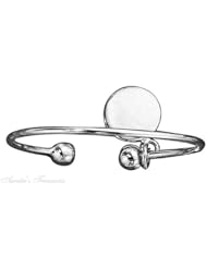 Sterling Silver Wire Cuff Charm Bracelet