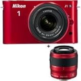 Nikon 1 J1 10.1 MP HD Digital Camera System with 10-30mm VR and 30-110mm VR 1 NIKKOR Lenses (Red)