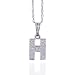 14K White Gold H Initial Pendant with Chain 18