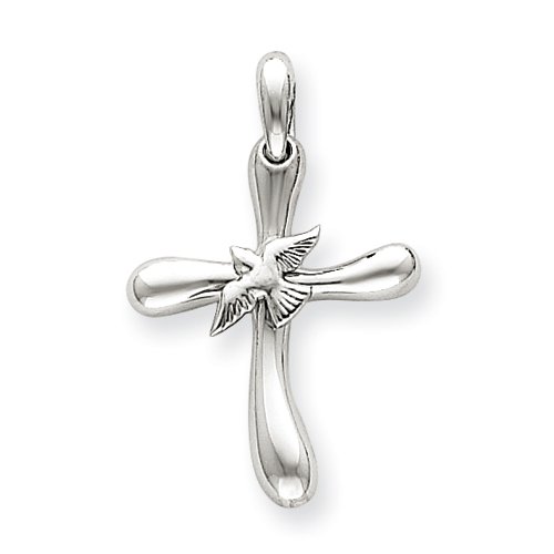 14k White Gold Dove Cross Pendant