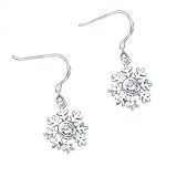 Sterling Silver CZ Bezel Snow Flake Earrings. GIFT BOX INCLUDED