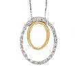 14k Two-Tone Gold & Diamond Double Oval Pendant on 18" Necklace (0.20ctw)