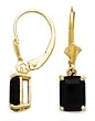 14k Gold & Black Onyx Rectangle Drop Earrings