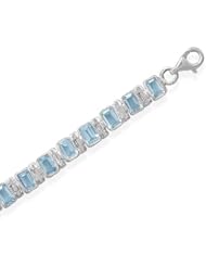 Sterling Silver 7 Inch Plus 1 Inch Extension Blue Topaz Bracelet