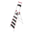 HAILO 8895-001 Alu-Sicherheits-Haushaltsleiter mit Multifunktions-Schale und Sicherheits-Halteb�gel. Belastbar bis 225 kg.- 5 Stufen