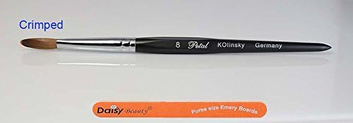Petal Kolinsky Acrylic Nail Brush (#8 Crimped) + 1 Daisy Beauty ® purse size emery board.