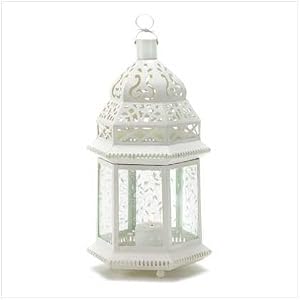 wedding reception decoration ideas, white moroccan lantern