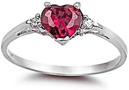 Ranae: 0.81ct Heart-cut Created Ruby and Russian Ice CZ Promise Friendship Ring, 3144 sz 4.0, 925 Silver