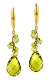 14K Gold Lime Quartz with Multicolor Bead Accent Earrings
