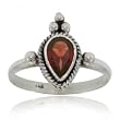 Classic Garnet Teardrop Ring in Fine Sterling Silver