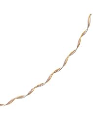 7.25" 14K Yellow, White & Rose Gold Polish Diamond Cut 3 Strand Mirror Spring Bracelet w/ Pear Shape Clasp
