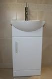 450mm White Bathroom Vanity Unit with Chrome Bar Handles