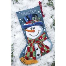 Mr. Frost Stocking Needlepoint Kit 16" Long Stitched In Yarn