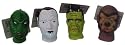 Universal Monster Shrunken Heads Set of 4 : Frankenstein, Dracula, Wolfman, Creature From the Black Lagoon