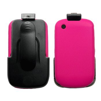 Holster Case w/ Ratcheting Belt Clip & Hot Pink Silicone Case / Skin / Cover for BlackBerry Curve 8520 / 8530