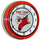Fire Chief Gasoline, Neon Clock, Bright Double 18 inch Neon