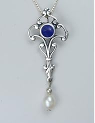 A Sweet Sterling Silver Necklace Accented with Genuine Lapis lazuli