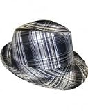 Outer Rebel Fashion Fedora Hat- Black & White Plaid