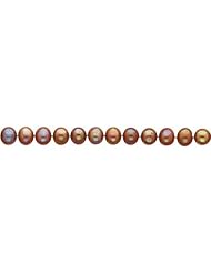 14K Gold 8mm Brown Cultured Round Pearl Strand 18"