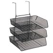 Fellowes 75902 Mesh Partition Additions Triple Tray, Side Load, Letter Size, Black