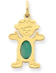 Genuine IceCarats Designer Jewelry Gift 14K Girl 7X5 Oval Genuine Emerald-May