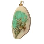 Chrysoprase Pendant 01 Sculpted Crystal Blue Green Stone White Clay Gem 1.6