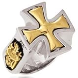 ED HARDY STAINLESS STEEL MALTESE CROSS RING SIZE 10
