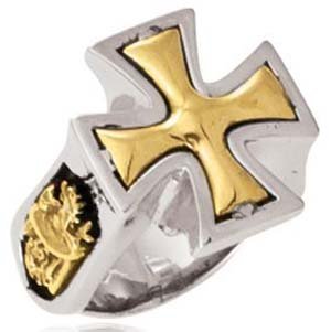 ED HARDY STAINLESS STEEL MALTESE CROSS RING SIZE 10