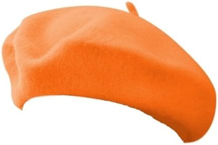 French Artist Orange Wool Blend Beret Cap