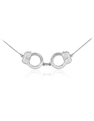 14k White Gold Handcuff Necklace with Diamond Accents