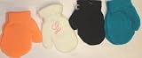 Set of Four Pairs of One Size Magic Stress Mittens for Infants Ages 0-1 Year with Customer Chosen Pink Monogram Letters for White