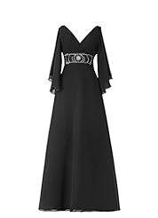 V-neck Chiffon Beaded Mother-of-the-Bride Dress 