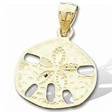 14K Yellow Gold Sand Dollar Pendant - 17.25 x 14.75 mm
