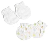 i play. Unisex-baby Newborn Organic Muslin Mitts, Print/White, 0-3 Months