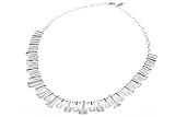 14K White Gold Matte-Finish Hand-Crafted Designer Necklace, Enhanced with Pave Set Diamonds.