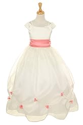 Girls Organza/Satin Flower-Girl Dress  With a Sash 
