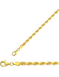 8" 10K Yellow Gold 4.0mm (1/6") Polished Solid Diamond Cut Royal Rope Chain w/ Pear Shape Clasp