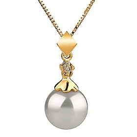 PearlsOnly Georgia White 7-8mm AAA Japanese Akoya 14 Karat Gold Pearl Pendant