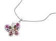 Sterling Silver Necklace - Butterfly with Multi-Color CZ - 25mm Pendant Height