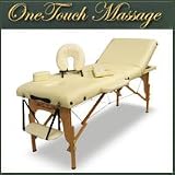 OneTouch Portable Massage Table with THICK 3' PADDED DECK and Full Tilt Back Rest Includes Face Cradle- White 4E