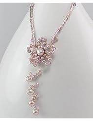 Freshwater Pearl Plum Flower Necklace