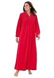 Only Necessities Plus Size Smocked velour zip-front robe