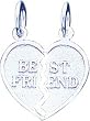 14K White Gold Best Friend Break Apart Heart Charm
