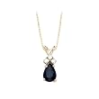 14K Yellow/White Gold 0.05 ct. Diamond and 3/4 ct. Teardrop Shaped Sapphire Pendant with Chain