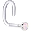 18 Gauge 1/4" White Gold 2mm Light Pink Synthetic Opal Bioplast Nose Ring