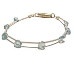 Apatite Bracelet 01 Strand Gemstone Blue Tear Drop Magnet Silver 7.3
