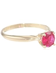 14k Gold 6mm Round Created Ruby Gemstone Solitaire Ring (1.00 ct)