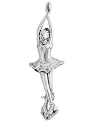 Sterling Silver Figure Skater Brooch Pin, 2" (51mm) tall
