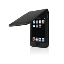 Luxury Black Genuine Leather Flip Case for iPod Touch 2nd & 3rd Generation 8GB / 16GB / 32GB / 64GB & Screen Protector